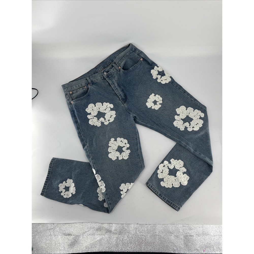 Denim Tears x Levi's 501 Cotton Wreath Jeans Medium Wash Blue Men's 36x32